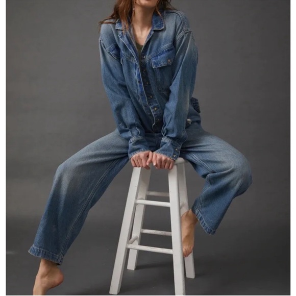 NEW! We The Free xCare Townes High Noon Denim Long Sleeve Pants Jumpsuit  Small - Picture 4 of 10